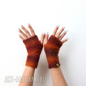 ręcznie robione rękawiczki mitenki w rudościach