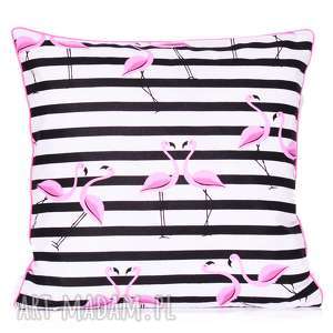 poduszka flamingos and black stripes 50x50cm od majunto flamingi