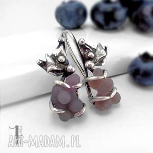 bilberry srebrne kolczyki z chalcedonem winogronowym