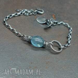 akwamaryn - bransoletka 17 srebro oksydowane biżuteria autorska minimalistyczna