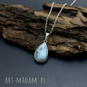 Nori: łezka larimaru - larimar, naszyjnik łezka, wisiorek srebrny, srebro 925