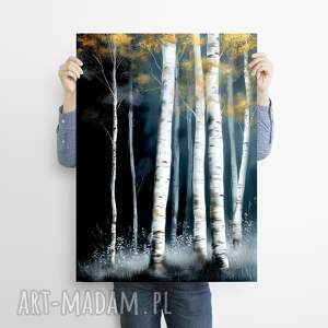 zimowe brzozy - grafika na plakacie A3 prezent, a3