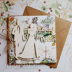 handmade scrapbooking kartki kartka ślubna młodej parze