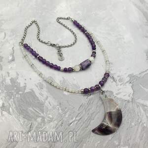 handmade naszyjniki naszyjnik z dwoma sznurami kamieni z księżycowym ametystem