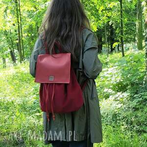 handmade "nakama" plecak czerwony / aksamit z ekoskórą