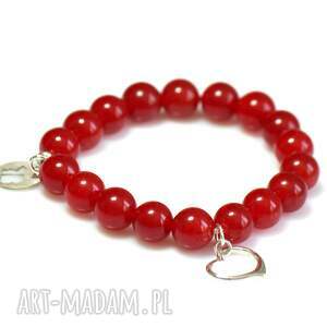 handmade jadeit w czerwieni bransoletka