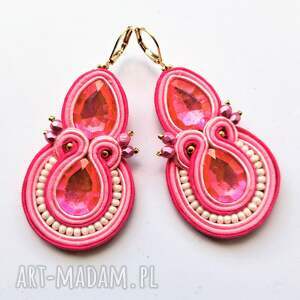 Neonowe różowe kolczyki sutaszowe Hot Sweet Pink