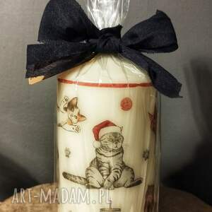 świeca dekoracyjna 13 cm koty, prezent, boże narodzenie świąteczny