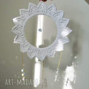 makramowy łapacz słońca makrama zawieszka ozdobna z kryształkami makramowa