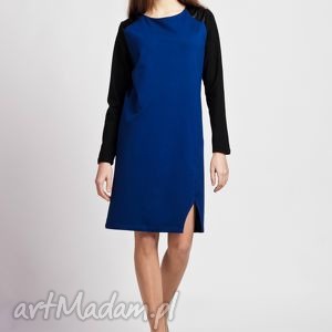 dress with contrasting sleeves / suk108, sukienka, ekoskóra, casual