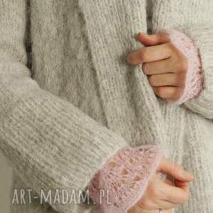 Różowe do swetra, koronkowe, damskie mankiety