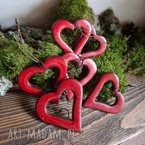 zestaw ozdób ceramicznych w kształcie - serca, zawieszki choinkę zawieszki