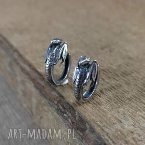 oksydowane, srebro 925, smok, kolczyki