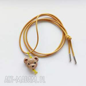 miś wisiorek sznurek, srebro