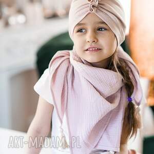 bukiet-pasji turban prążkowy jasny beż chusta muślinowa
