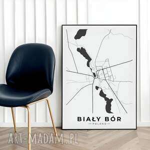 Mapa Biały Bór - format 61x91 cm - plakat do salonu