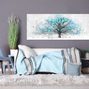 obraz drukowany na płotnie z niebieskim drzewem 150x60cm, grafika, dekoracja