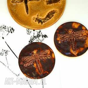 2 kafle ceramiczne ważka owad, motyl łąka