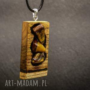 tygrysie oka - wisiorek z duszą natury pirografia, prezent