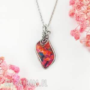 naszyjnik spiny oyster stal chirurgiczna wisiorek handmade wirewrapping biżuteria