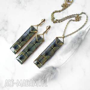 komplet klipsy i naszyjnik, cleopatra, ekskluzywna biżuteria nietuzinkowy