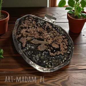 artystyczny wisior z agatem druzy, duże wisiory, naszyjnik, metaloplastyka