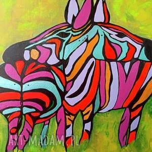 obraz akrylowo - olejny ręcznie malowany na płótnie barwy miłości, zwierzęta