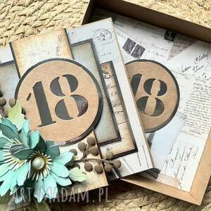 Kartka na 18 urodziny w pudełku z lustrzanym srebrem - handmade