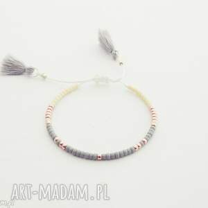 bransoletka minimal - gray and cream - Ilovehandmade biżuteria