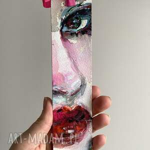 Prezent Zakładka papierowa Różowa Wstążka VII ręcznie malowana