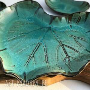 ręcznie wykonane ceramika patera ceramiczna - talerz dekoracyjny - liść