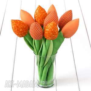 ręcznie robione dekoracje tulipany, pomarańczowy bawełniany bukiet