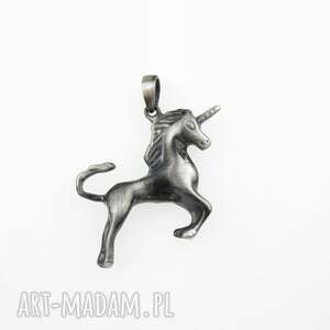 Prezent Jednorożec szary - zawieszka srebrna, wisiorek