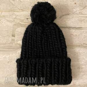 czapka z pomponem / handmade na zimę, drutach