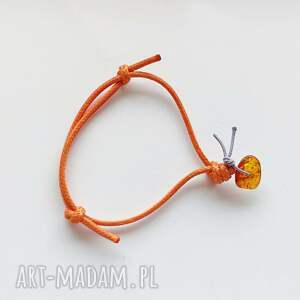 Regulowana okrągła bransoletka z bursztynu słomkowego - handmade
