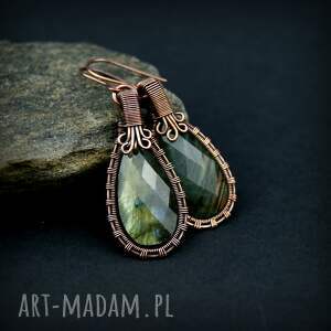 Kolczyki z labradorytem, wire wrapping