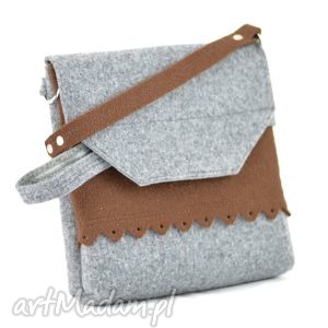 hand-made torebki mała torebka z filcu - 2 kolory - szary z brązem