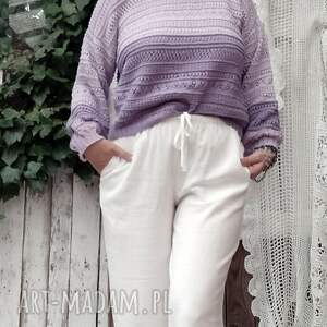 swetry ażurowy sweterek, bawełniany, lilia i lawenda, sweterek na lato