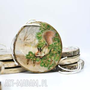 bombka z plastra brzozy decoupage, ozdoby choinkowe