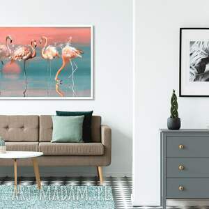 obraz drukowany na płótnie flamingi 120x80cm 02603 salonu