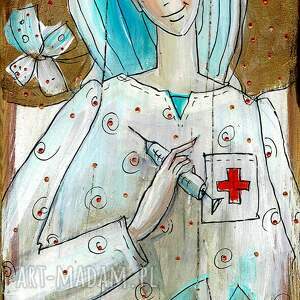 dekoracje deseczka pielęgniarka to też, anioł, prezent, 4mara dom