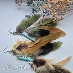 Kolczyki kolorowe energetyczne pióra duże lekkie wykonane