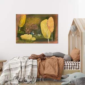 Nowoczesny obraz drukowany na płótnie „Między drzewami” format