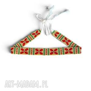 Kolorowy choker z koralików - naszyjnik folk handmade