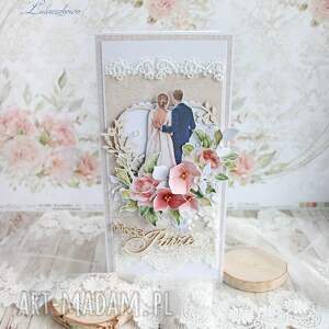 ręcznie wykonane scrapbooking kartki kartka ślubna pamiątka "wedding roses"