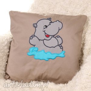 handmade pokoik dziecka poszewka na poduszkę hipopotam dla dziecka