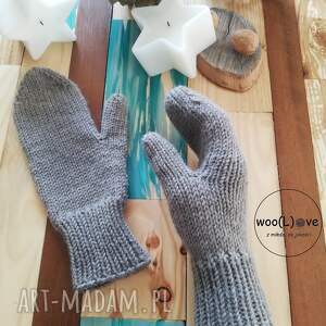 wełniane rękawiczki merynoski - szaro/beżowe prezent, wełna z merynosa, prezent