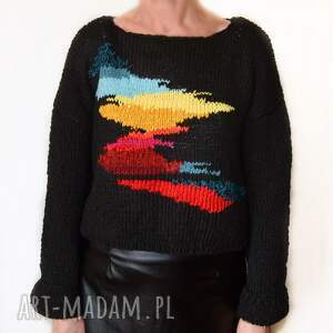 swetry luźny sweter oversize ręcznie robiony na drutach
