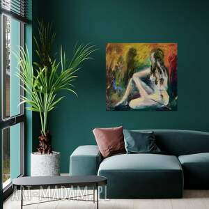 skrzypaczka - obraz olejny o wymiarach 60cm x 64cm akt, impresja, kobieta