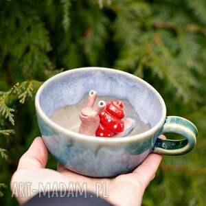 ręcznie robione ceramika filiżanka do herbaty z figurką ślimaka | do kawy | wapienniki